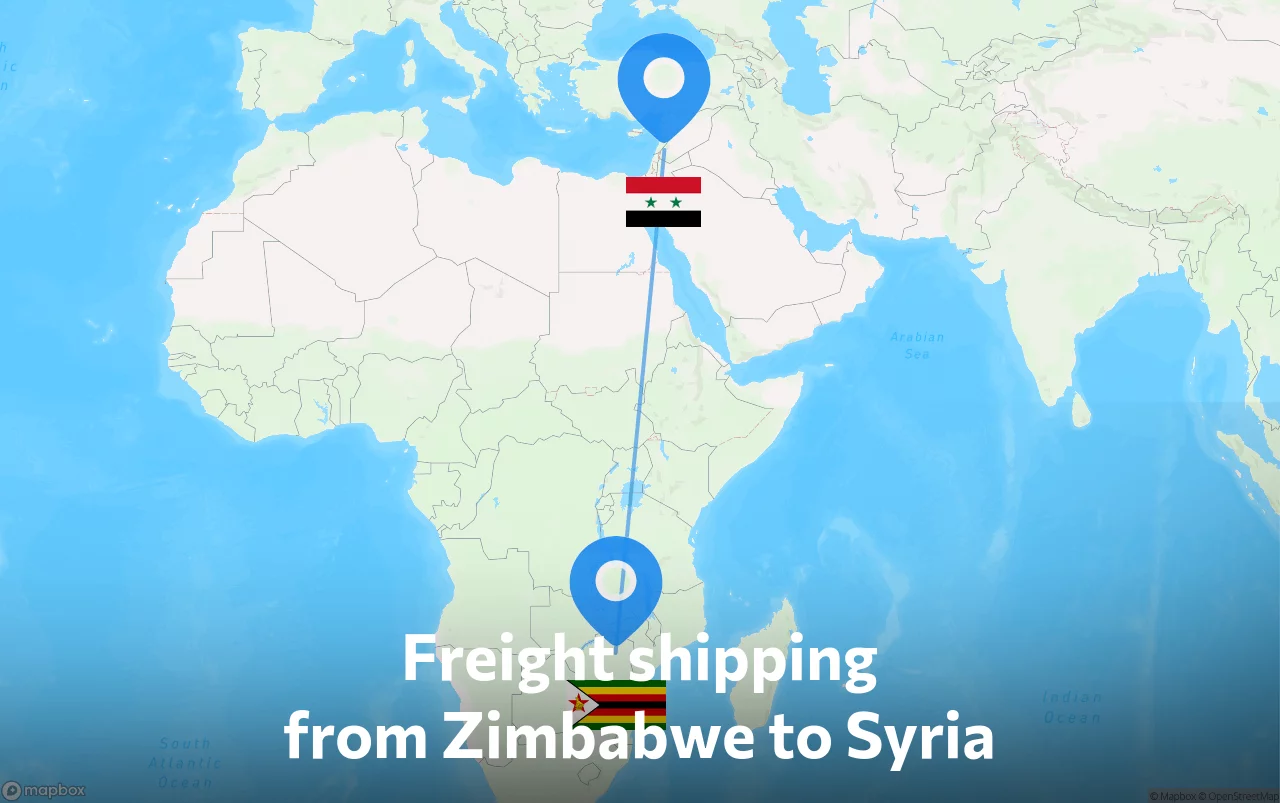 Shipping route from Zimbabwe to Syria